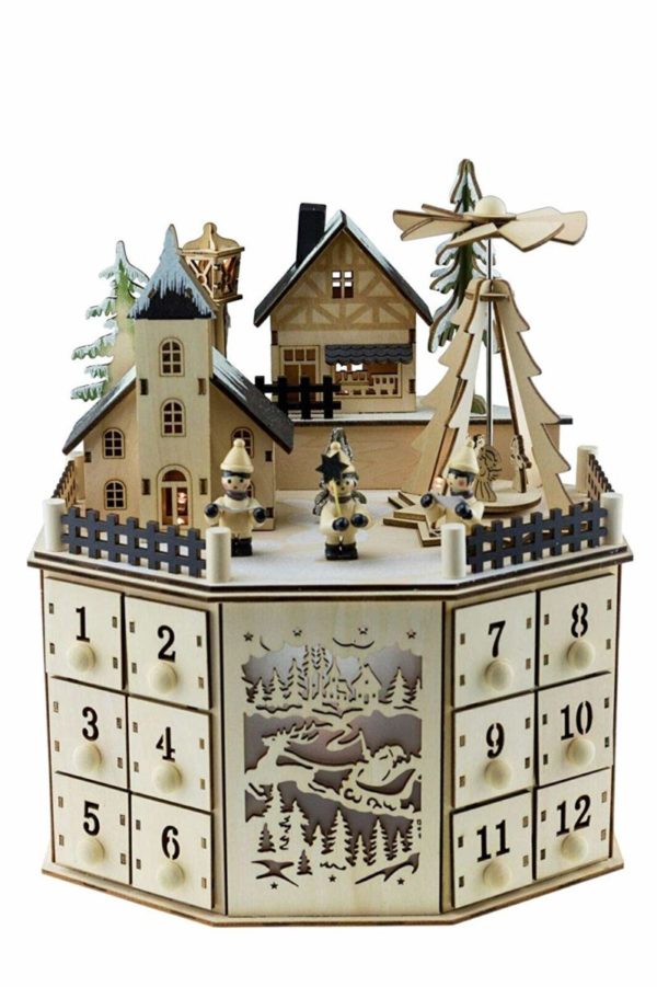 Clever Creations Traditional LED Wooden Advent Calendar Decoration