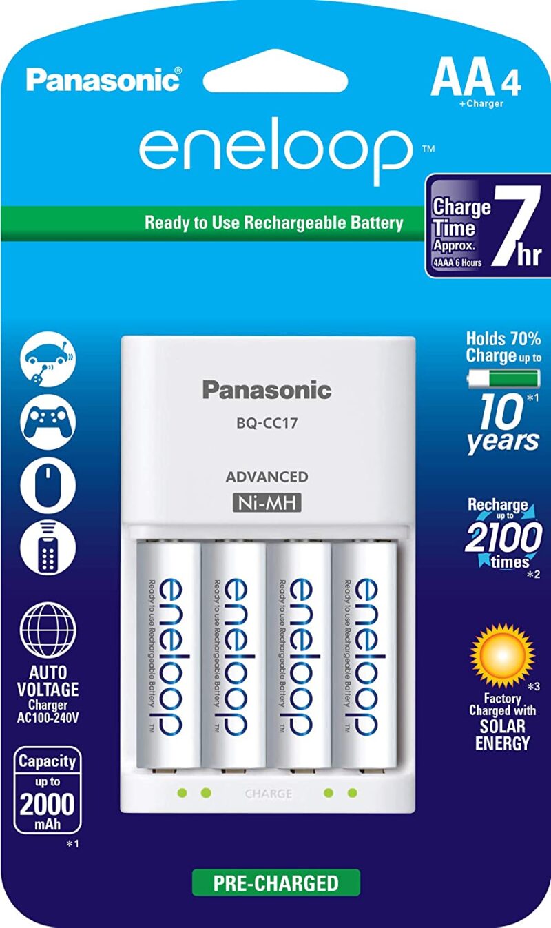 Panasonic K-KJ17MCA4BA Advanced Individual Cell Battery Charger Pack with 4 AA 