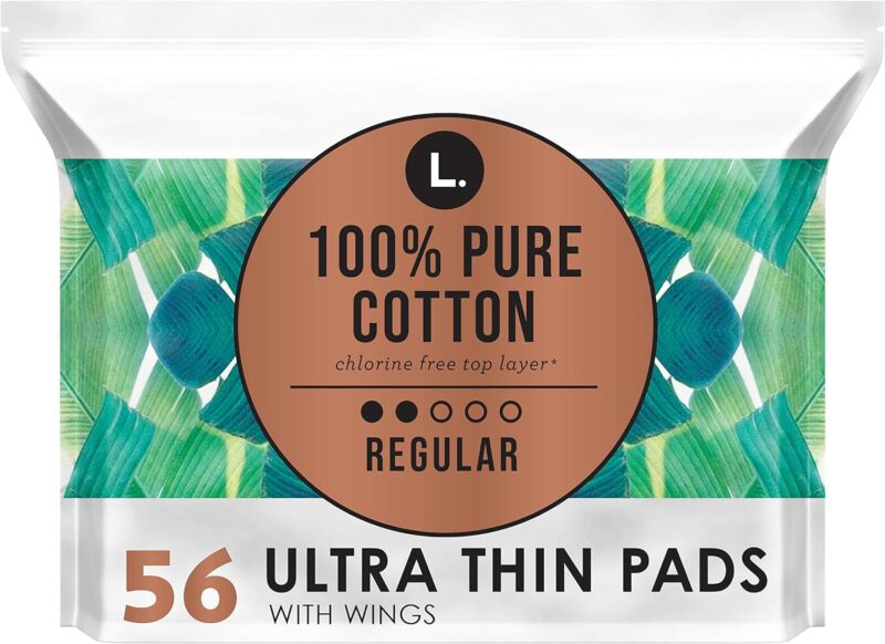 L. Pure Cotton Topsheet Pads for Women, Regular